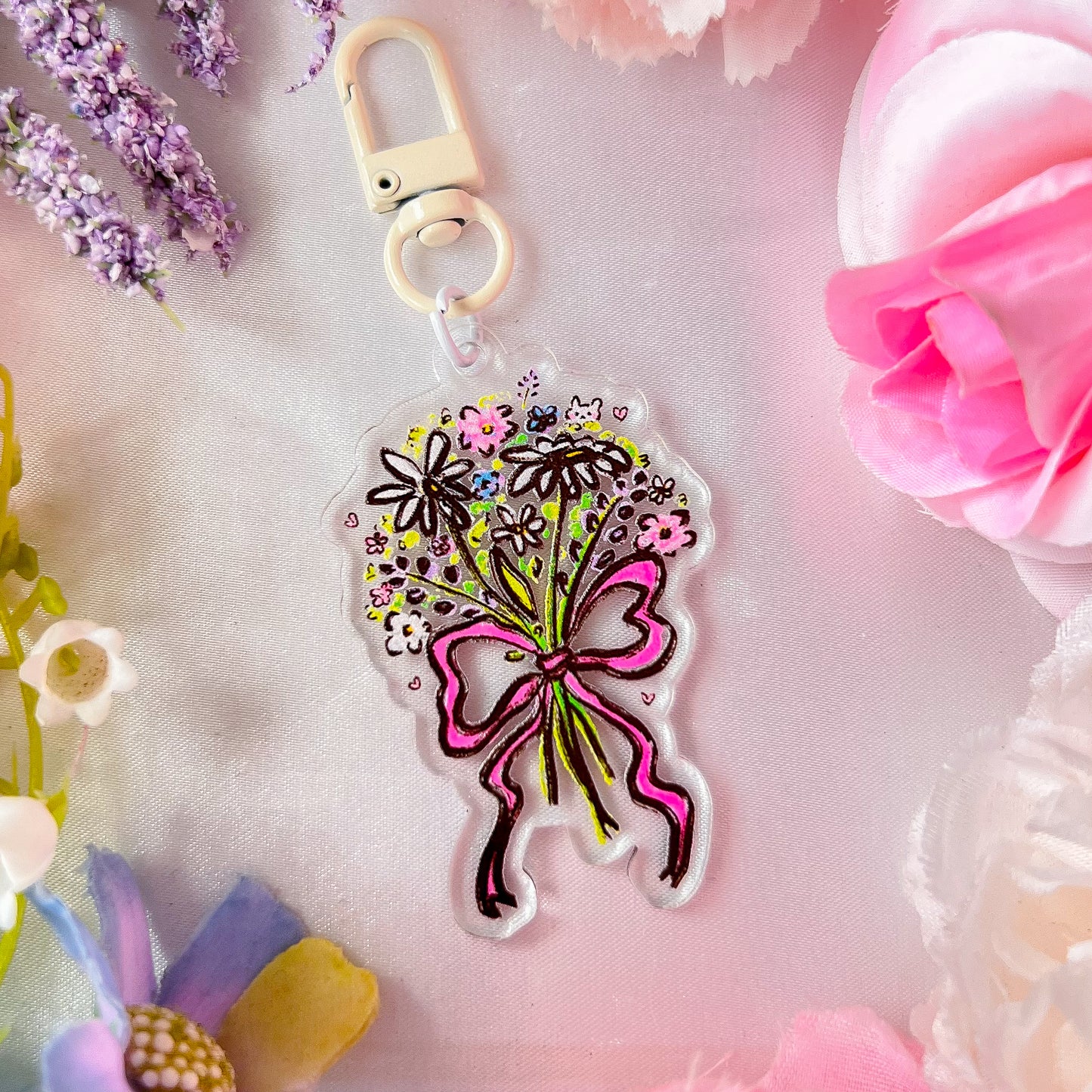 。゚ᨳ ❛ wildflower bouquet ❜ acrylic keychain ♡ ˚⋆ 𐙚