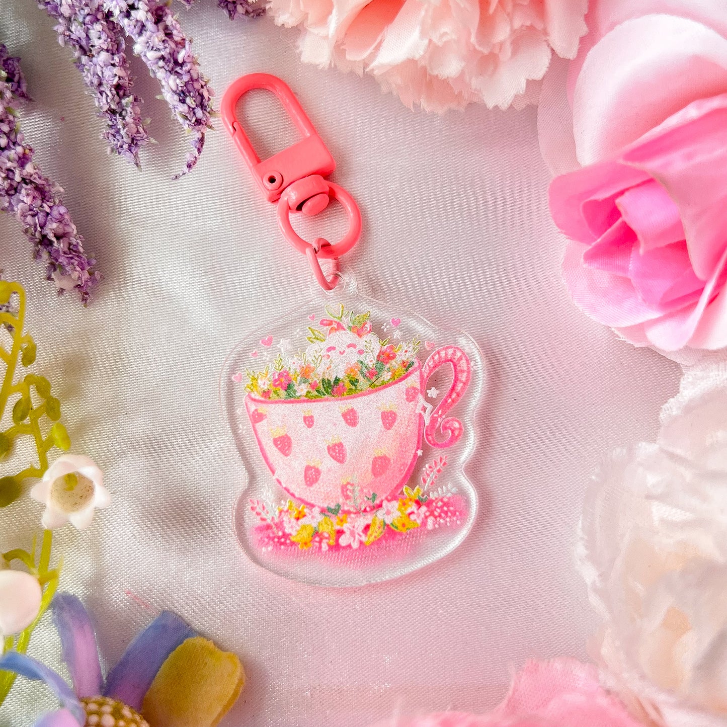 。゚ᨳ ❛ teacup friend ❜ acrylic keychain ♡ ˚⋆ 𐙚