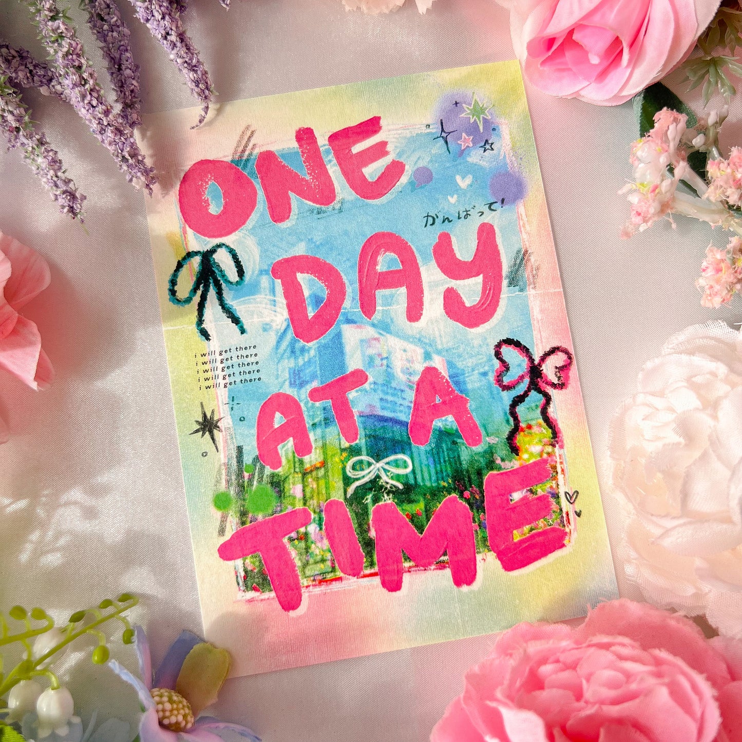 。゚ᨳ ❛ one day at a time ❜ art print ♡ ˚⋆ 𐙚
