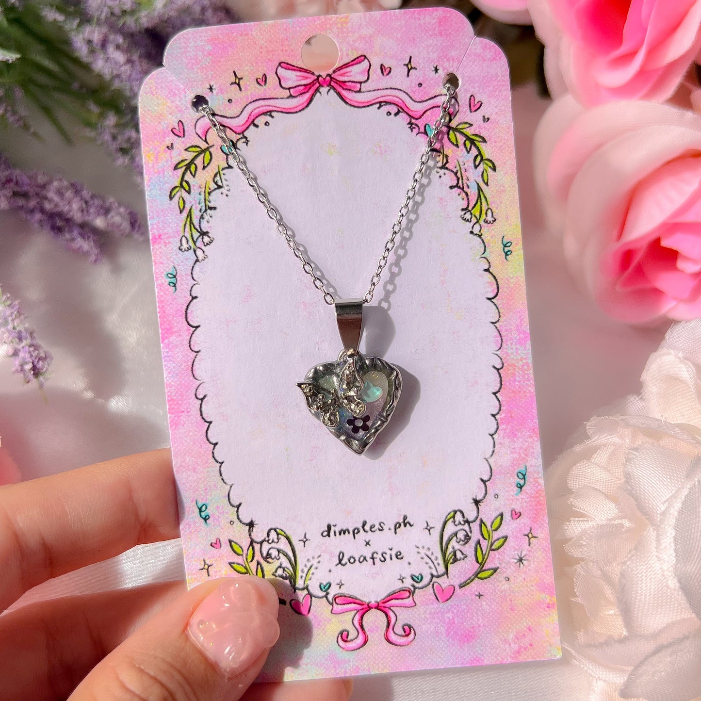 。゚ᨳ ❛ silver heart necklaces ❜ handmade accessories ♡ ˚⋆ 𐙚