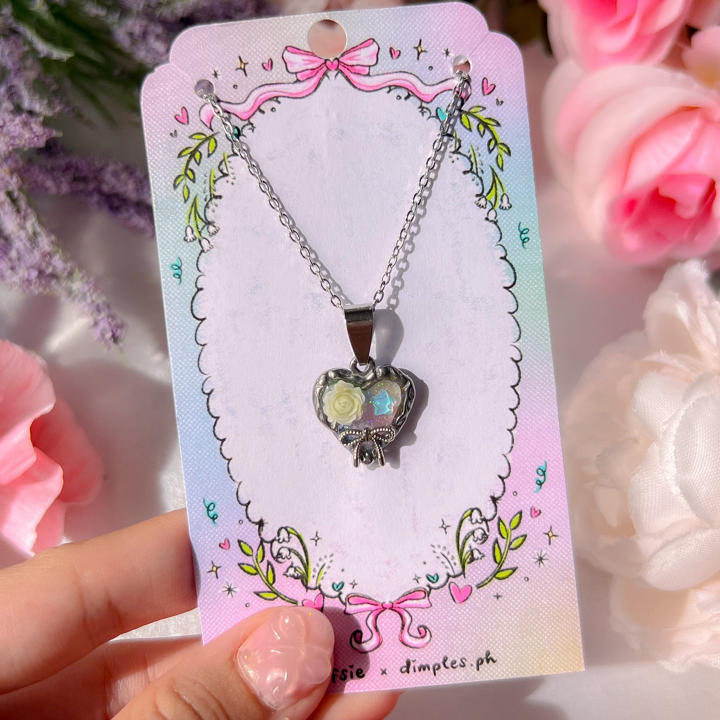。゚ᨳ ❛ silver heart necklaces ❜ handmade accessories ♡ ˚⋆ 𐙚
