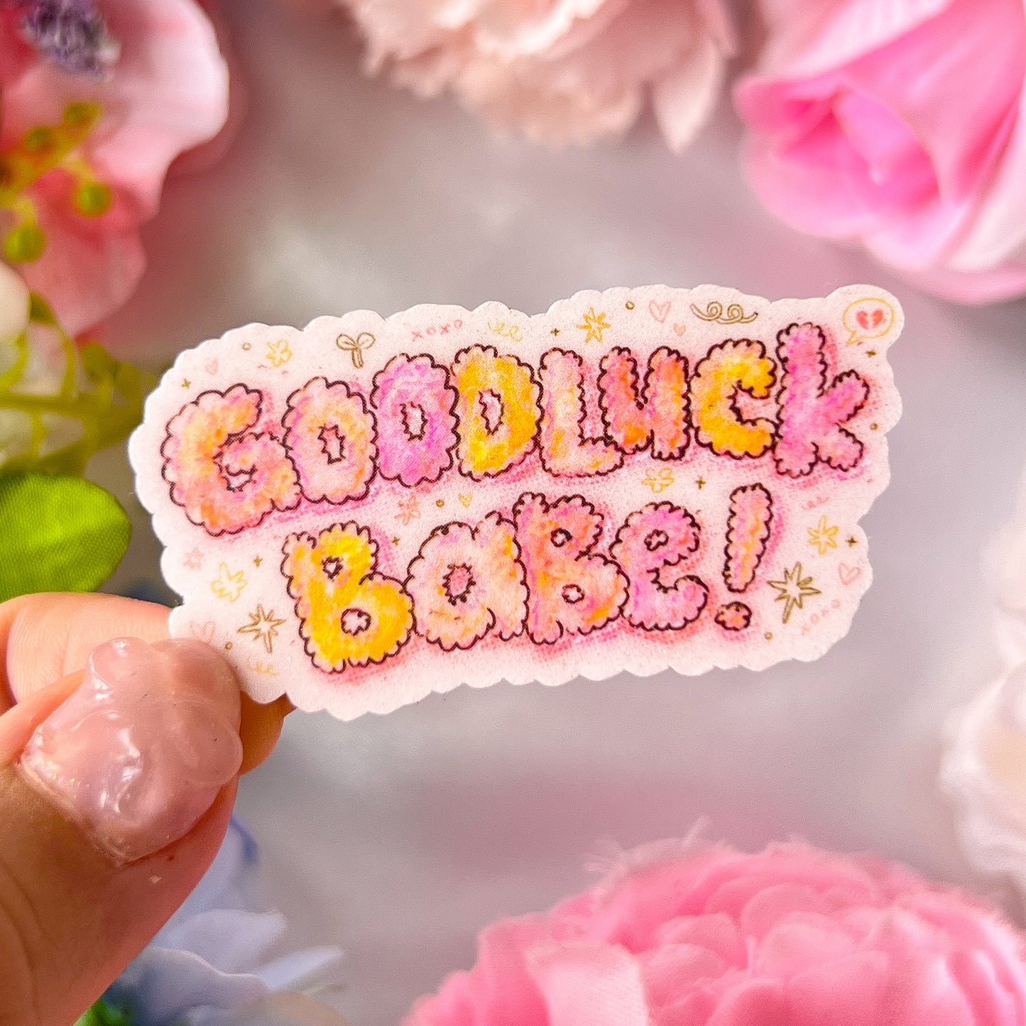 。゚ᨳ ❛ good luck babe! ❜ vinyl sticker ♡ ˚⋆ 𐙚