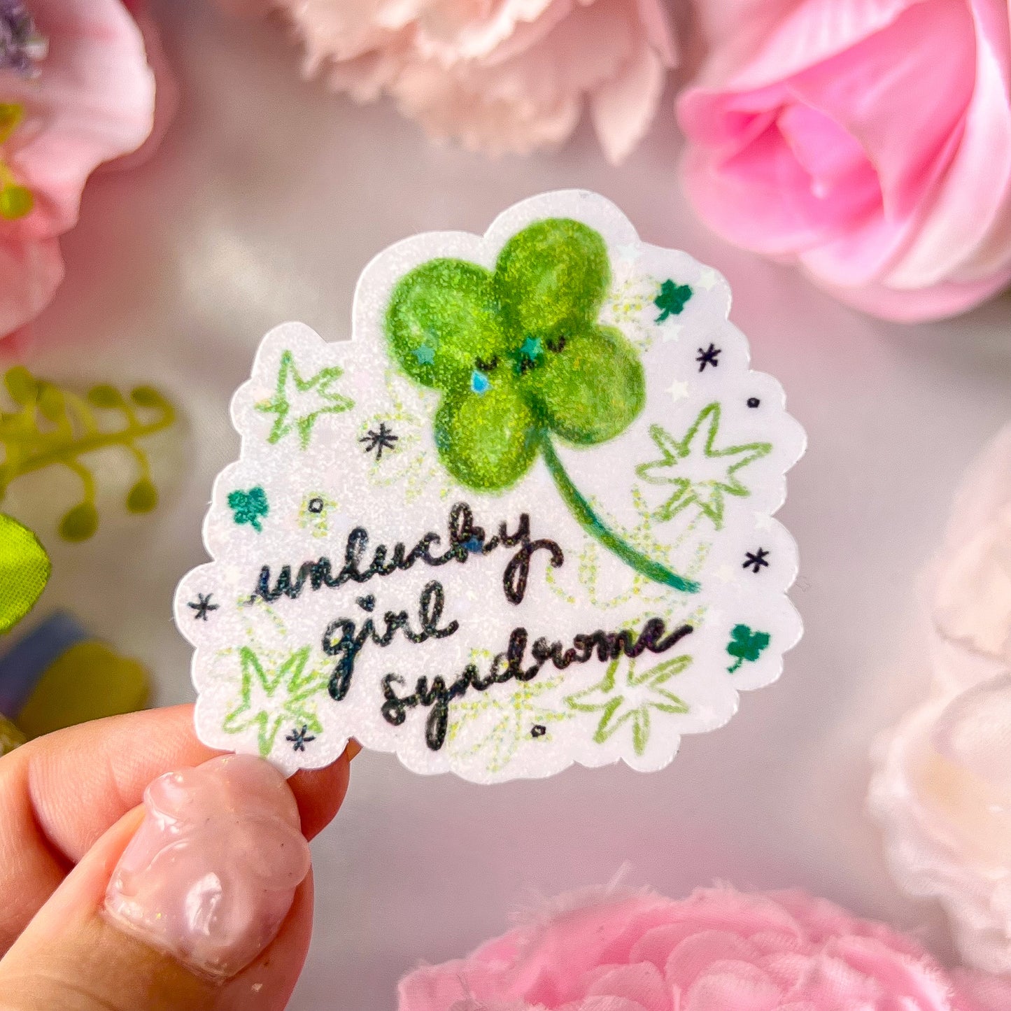 。゚ᨳ ❛ unlucky girl syndrome ❜ vinyl sticker ♡ ˚⋆ 𐙚