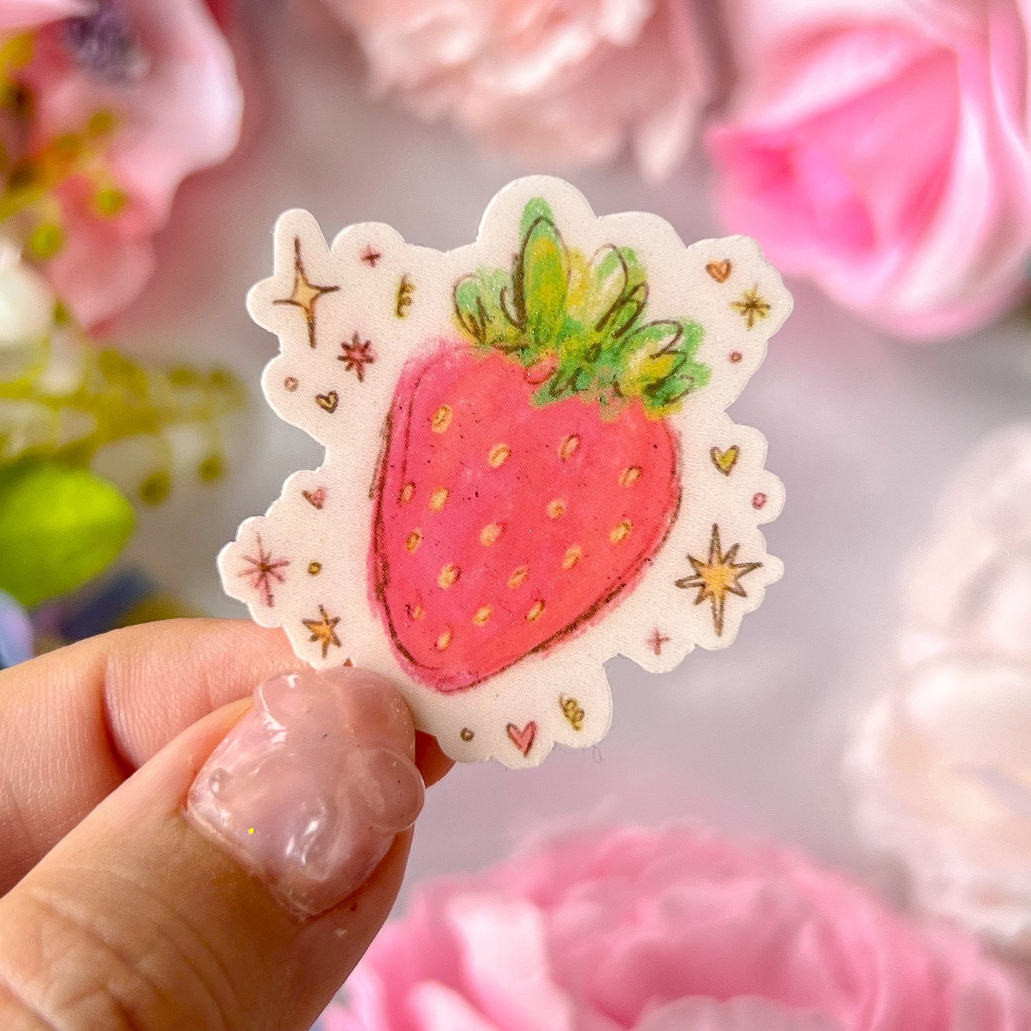 。゚ᨳ ❛ strawberry ❜ vinyl sticker ♡ ˚⋆ 𐙚