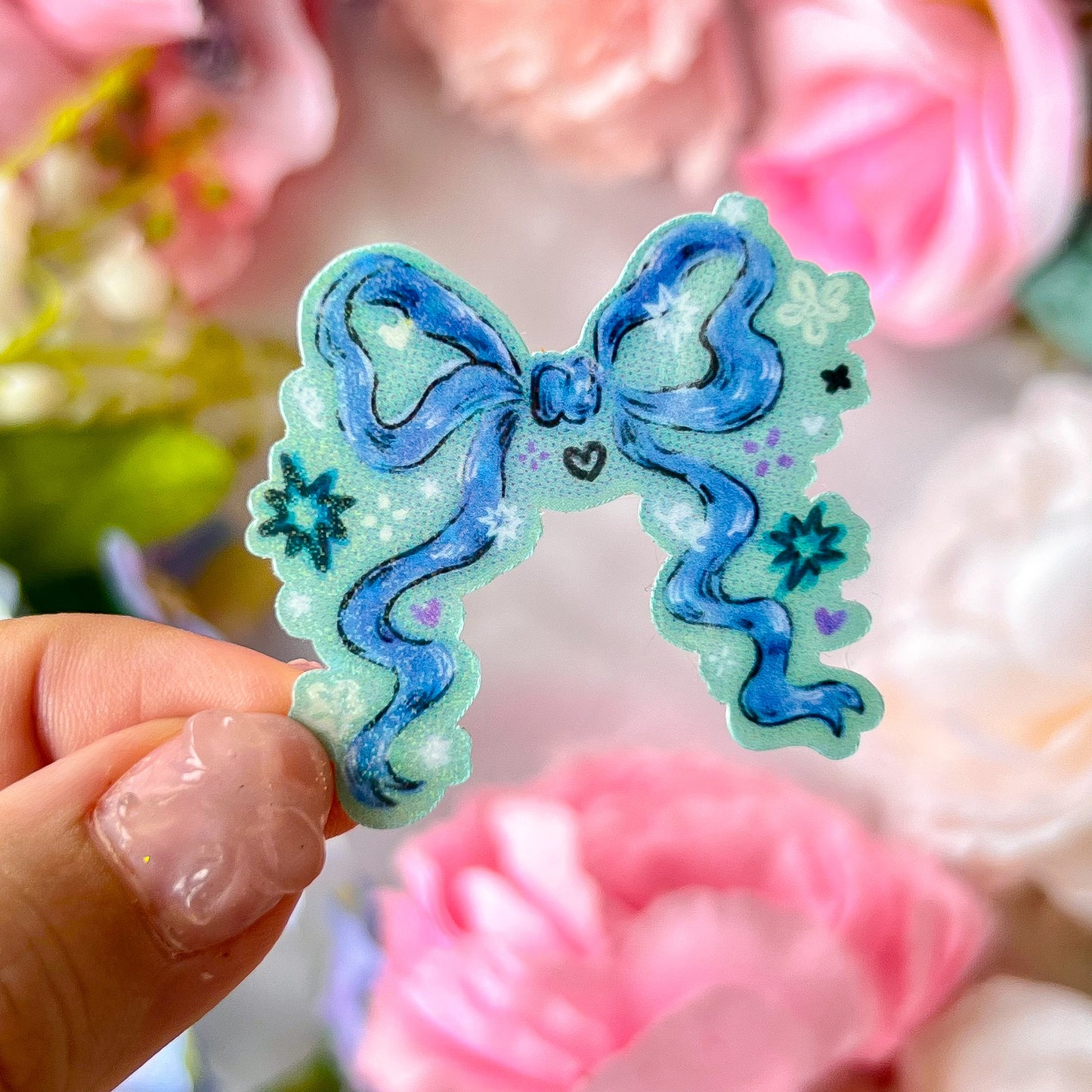 。゚ᨳ ❛ blue ribbon ❜ vinyl sticker ♡ ˚⋆ 𐙚