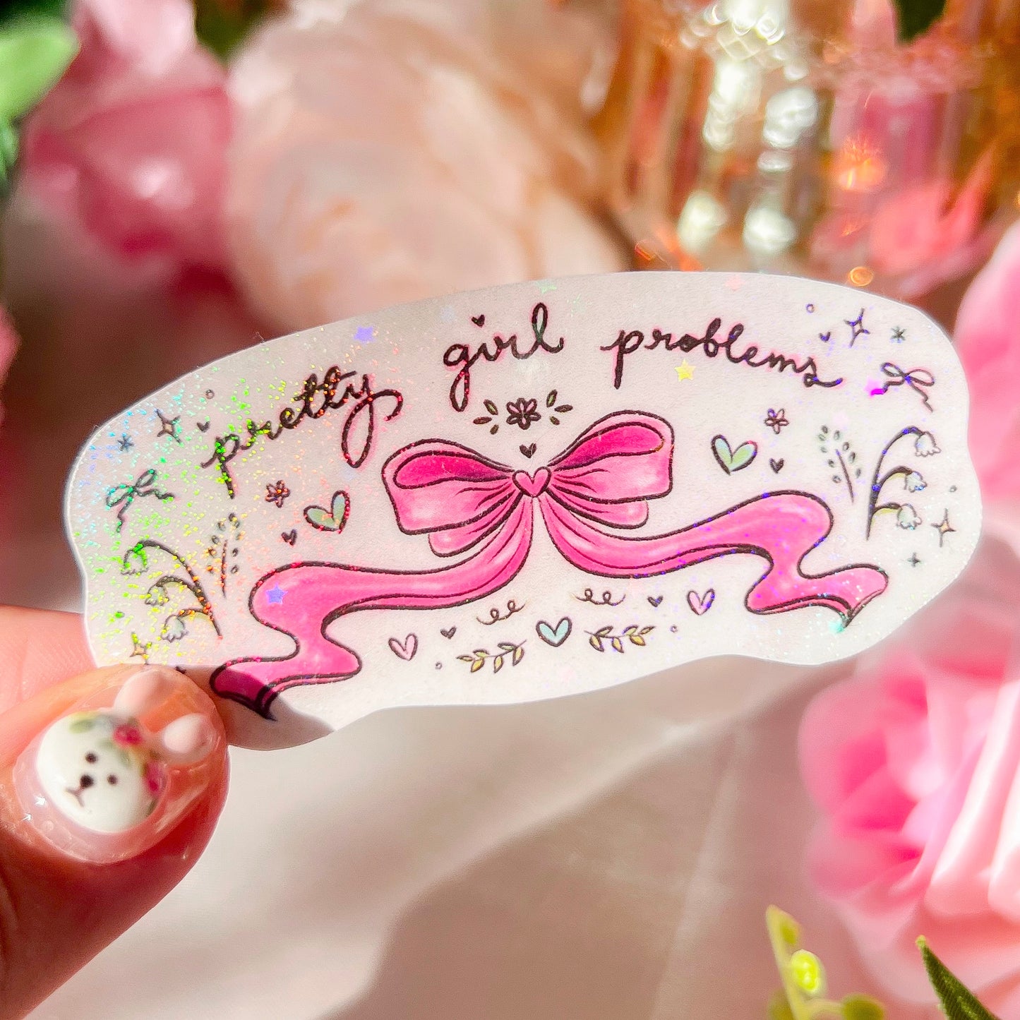 。゚ᨳ ❛ pretty girl problems ❜ vinyl sticker ♡ ˚⋆ 𐙚