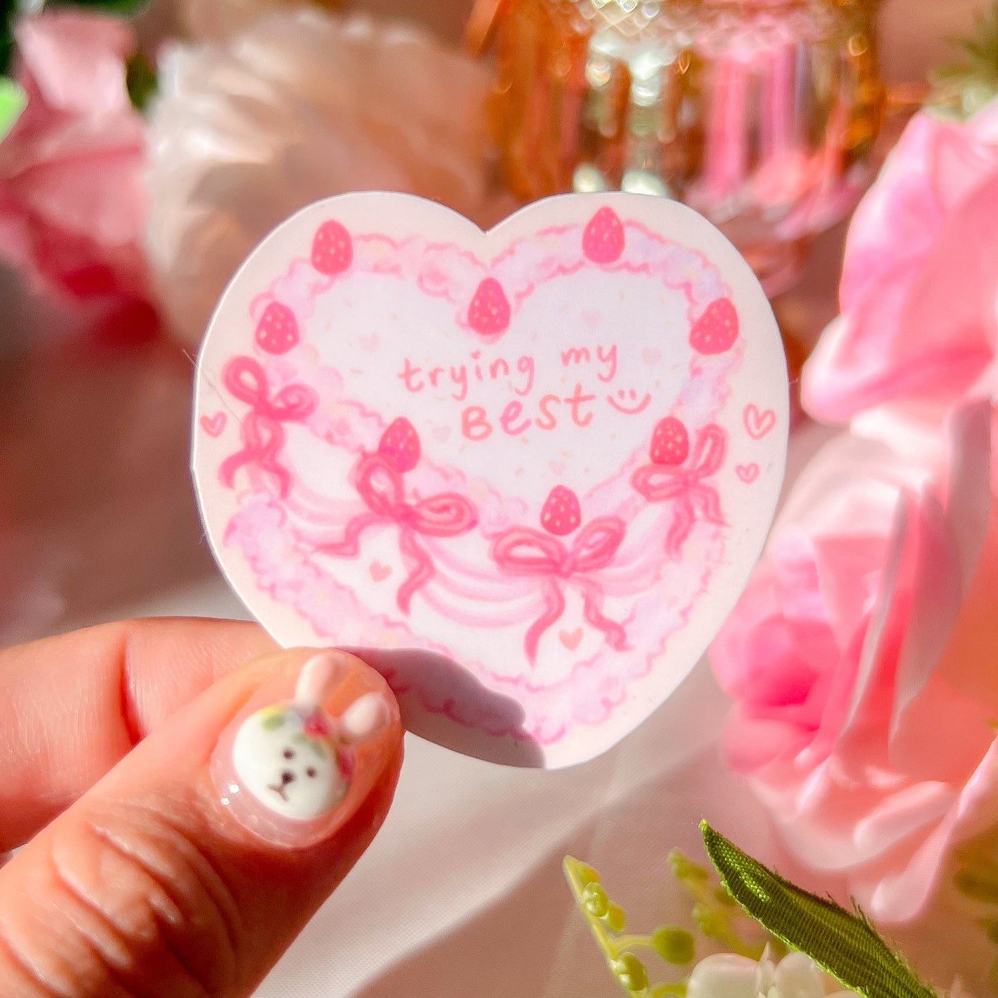 。゚ᨳ ❛ trying my best ❜ cake vinyl sticker ♡ ˚⋆ 𐙚