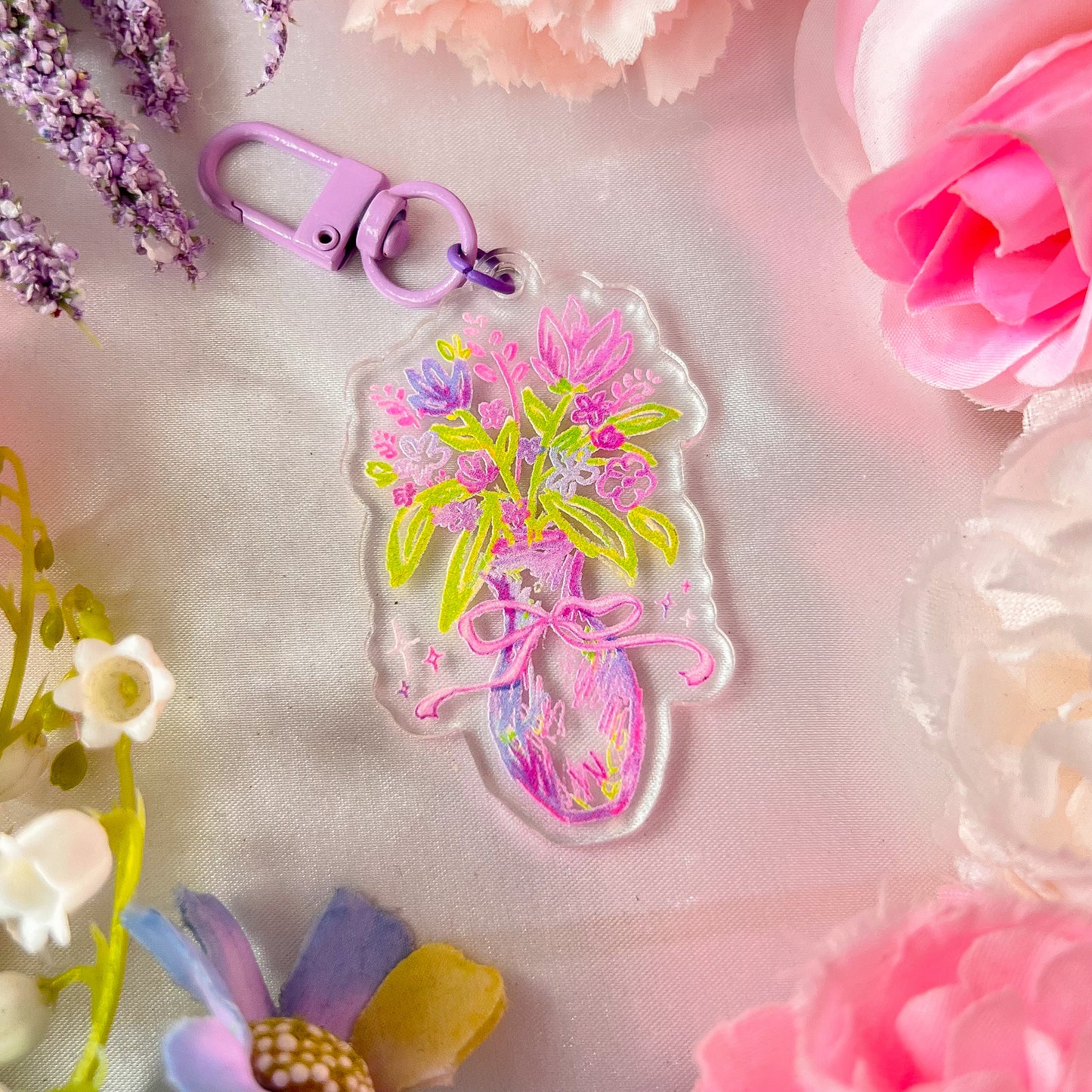 。゚ᨳ ❛ lilac vase ❜ acrylic keychain ♡ ˚⋆ 𐙚