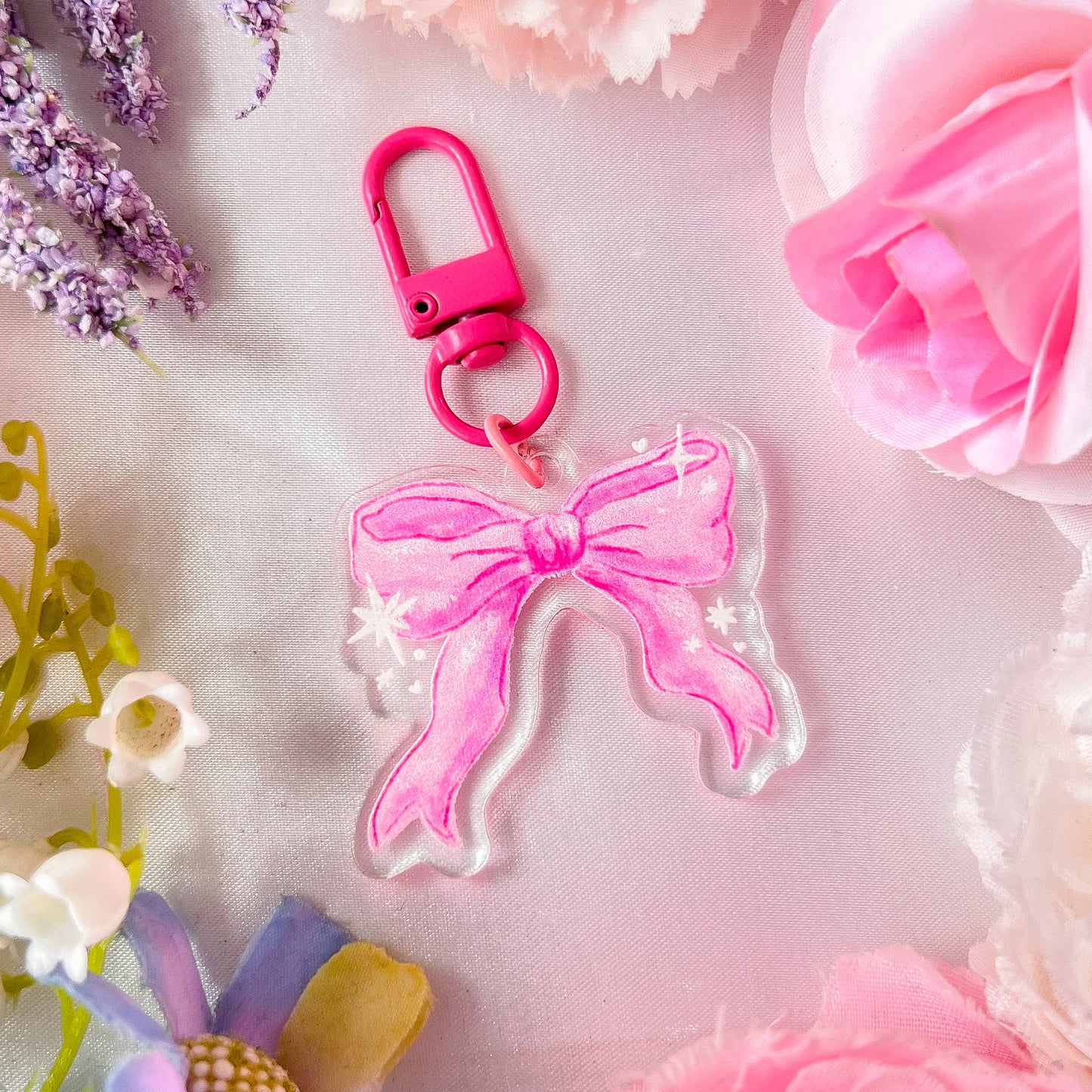 ｡ﾟᨳ   ❛ pink ribbon ❜ acrylic keychain ♡ ˚⋆ 𐙚