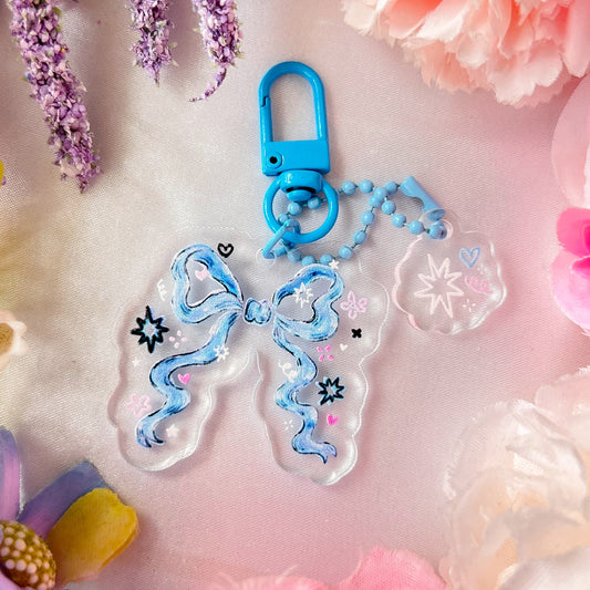 ｡ﾟᨳ   ❛ blue ribbon ❜ acrylic keychain ♡ ˚⋆ 𐙚