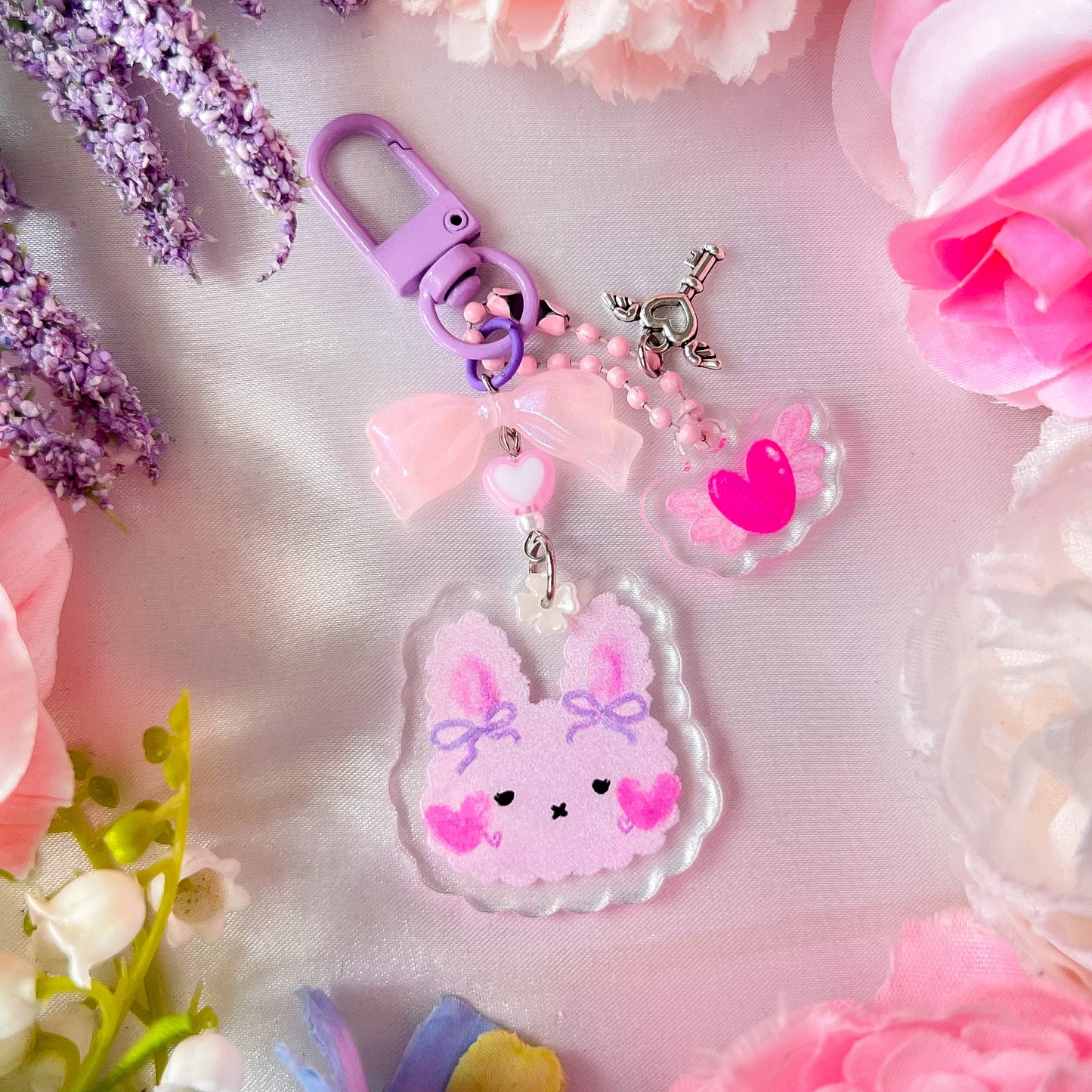 ｡ﾟᨳ   ❛ coquette bunny ❜ acrylic keychain ♡ ˚⋆ 𐙚