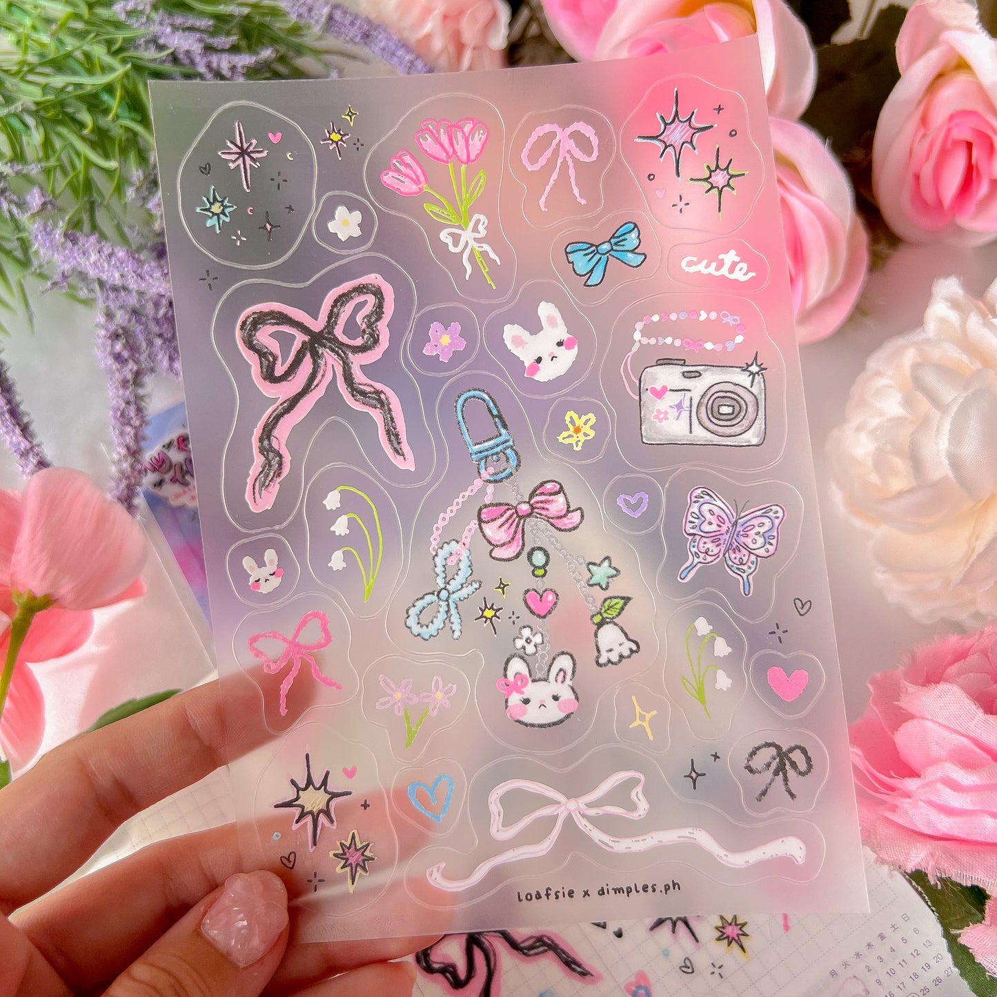 ｡ﾟᨳ   ❛ my favorite things ❜ clear sticker sheet ♡ ˚⋆ 𐙚