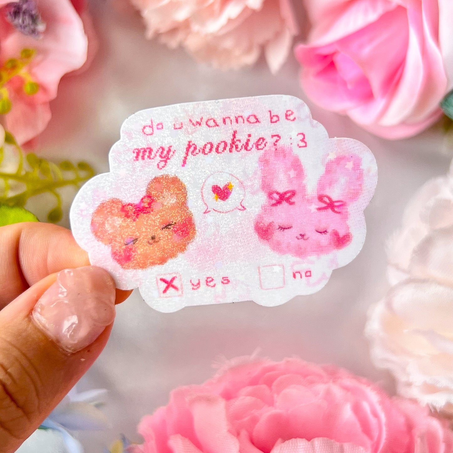 ｡ﾟᨳ   ❛ do u wanna be my pookie? ❜ vinyl sticker ♡ ˚⋆ 𐙚