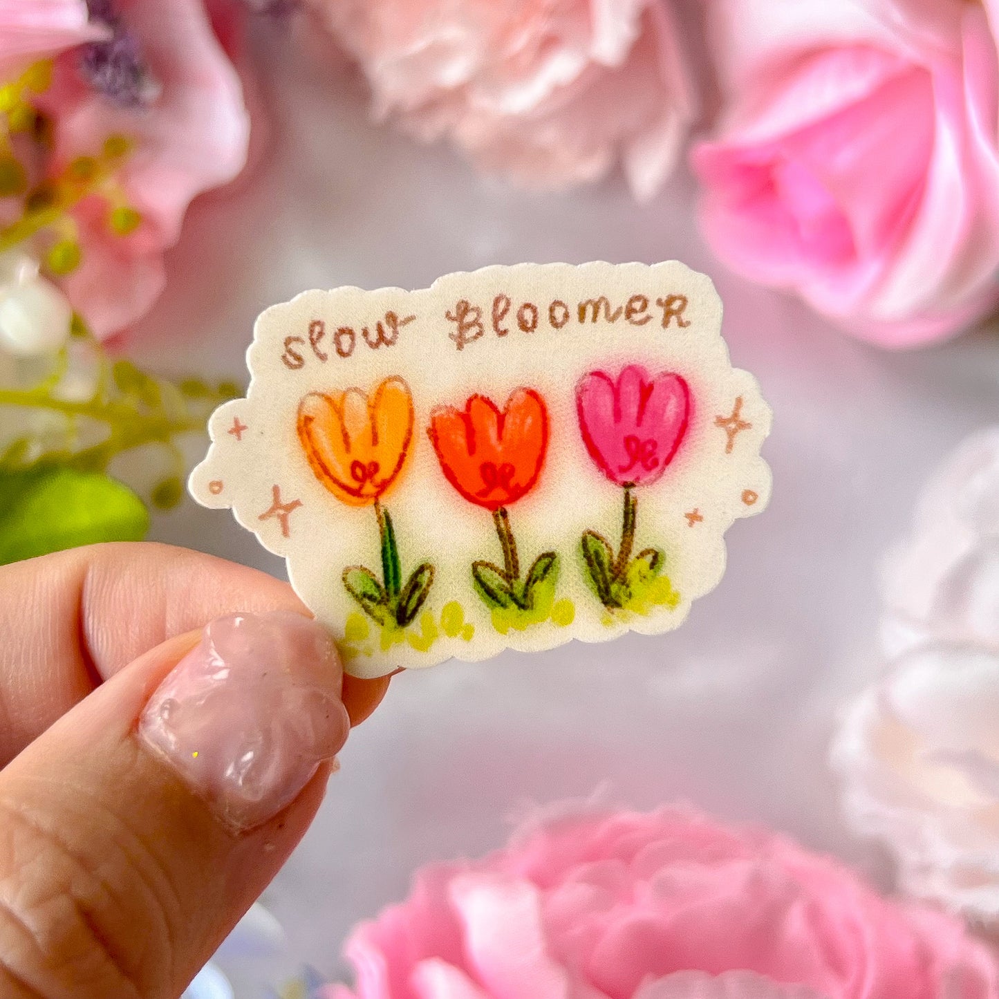 ｡ﾟᨳ   ❛ slow bloomer ❜ vinyl sticker ♡ ˚⋆ 𐙚