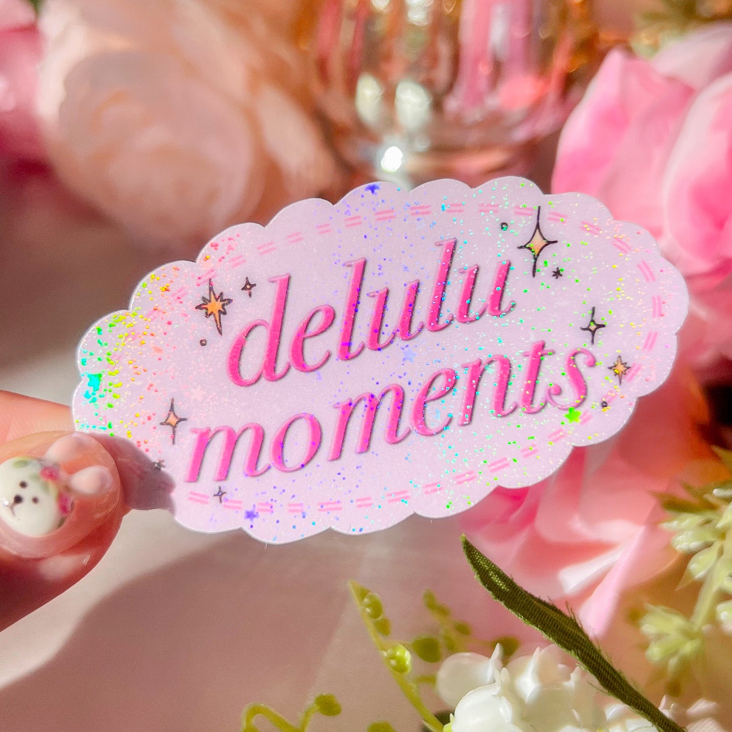 ｡ﾟᨳ   ❛ delulu moments ❜ vinyl sticker ♡ ˚⋆ 𐙚